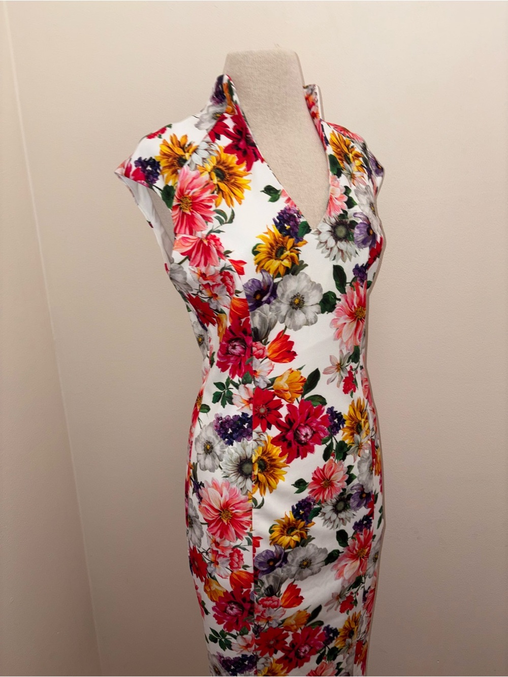 Alexia Admor NEW Floral Cap Sleeve Midi Dress Size Medium Cocktail Vacation - Picture 7 of 16